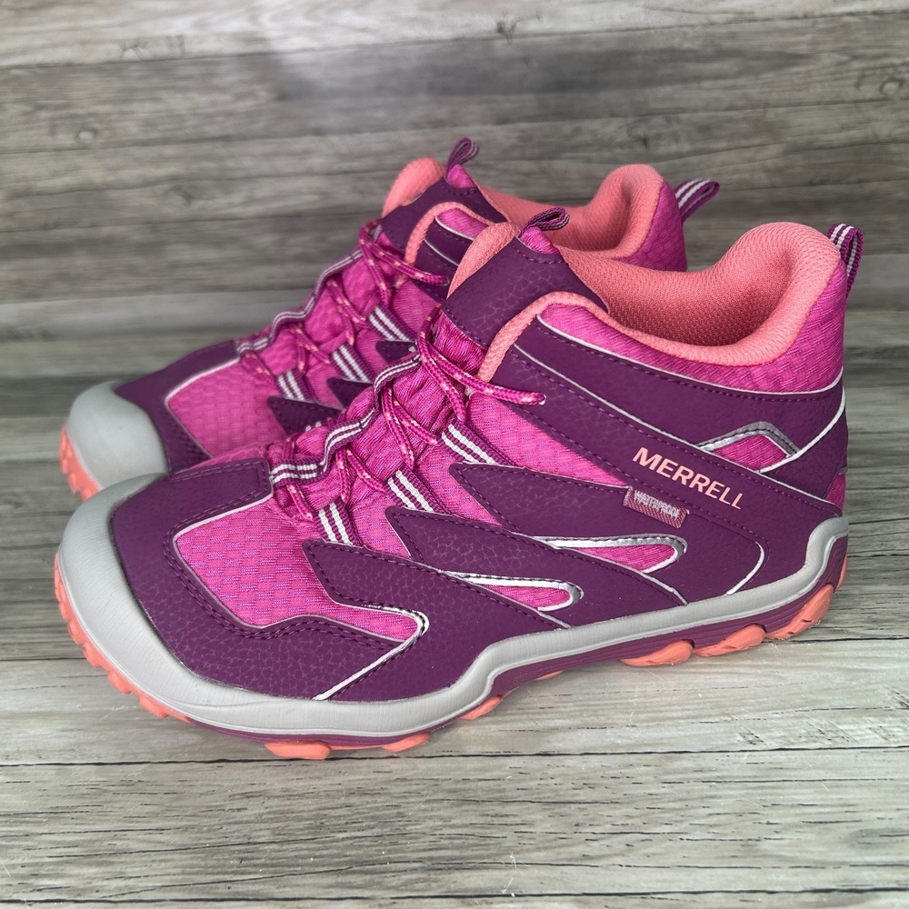 Merrell Kids Chameleon 7 Access Mid A/C Waterproof Hiking Boots Berry Pink 5M